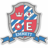 Lettre E nom personnalisé Emmett chevaliers crête