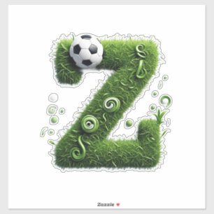 Sticker Lettre en herbe façonnée avec des ballons de footb