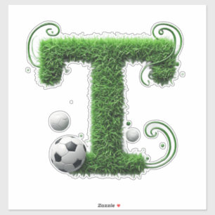 Sticker Lettre en herbe formée avec des ballons de footbal
