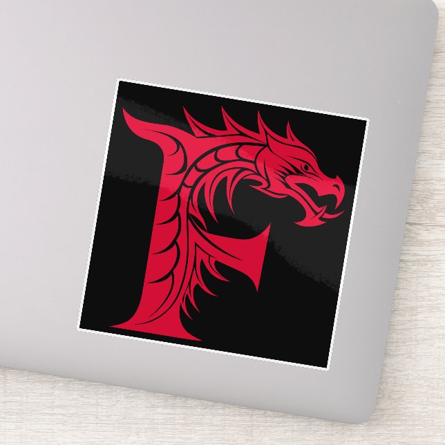 Sticker Lettre F de style dragon, alphabet du dragon, mono (Détail)