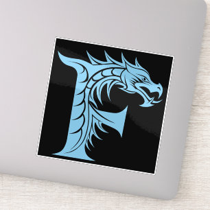 Sticker Lettre F de style dragon, alphabet du dragon, mono
