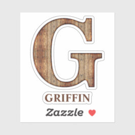 Sticker Lettre G bois texture avec nom personnalisé Sticke