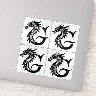 Sticker Lettre G de style dragon, alphabet du dragon, mono