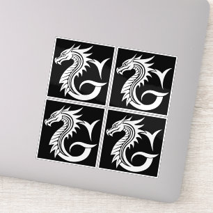 Sticker Lettre G de style dragon, alphabet du dragon, mono