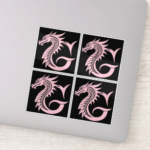 Sticker Lettre G de style dragon, alphabet du dragon, mono