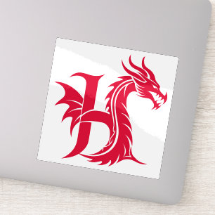 Sticker Lettre H de style dragon, alphabet du dragon, mono