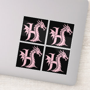 Sticker Lettre H de style dragon, alphabet du dragon, mono