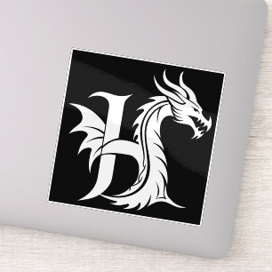 Sticker Lettre H de style dragon, alphabet du dragon, mono
