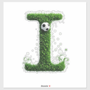 Sticker Lettre I Herbe Verte Avec Ballon de Football