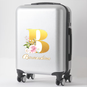 Sticker Lettre initiale B monogramme floral Nom personnali