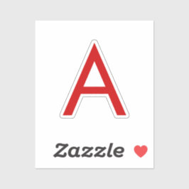 Sticker Lettre initiale Monogramme rouge blanc moderne cla
