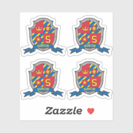 Sticker Lettre initiale S nom personnalisé Simon lion crêt