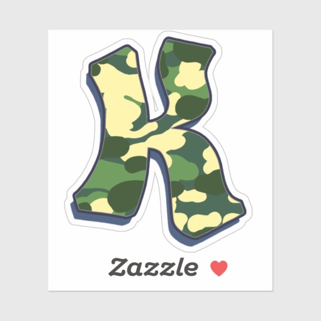 Sticker Lettre K - Camo Green (Feuille)