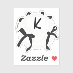 Sticker lettre K initiale noir et blanc noeud papillon vin