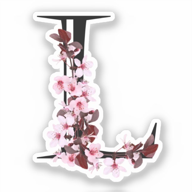 Sticker Lettre L, Fleur de cerisier (Recto)