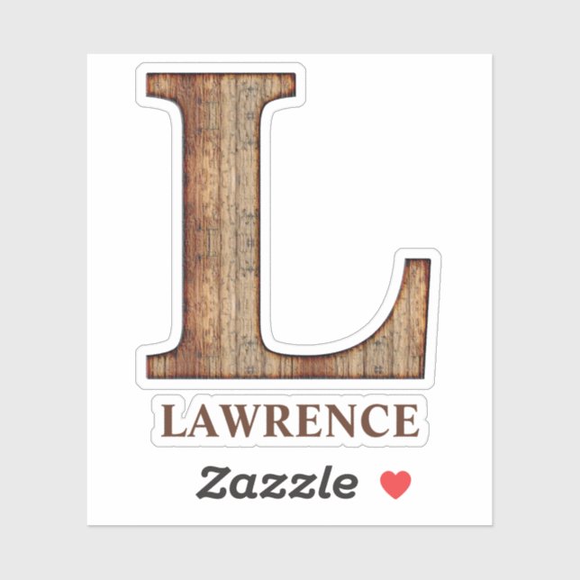 Sticker Lettre L texture bois avec nom personnalisé Sticke (Feuille)