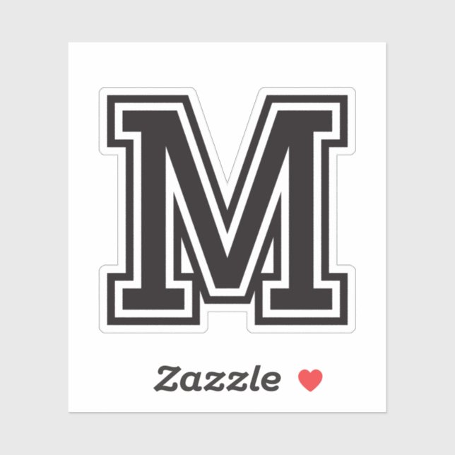 Sticker Lettre M sporty college alphabet de police (Feuille)