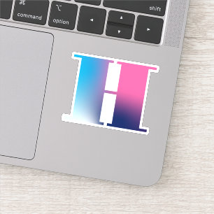 Sticker LETTRE MAJUSCULE H MONogramme Gradié Bleu rose Bl