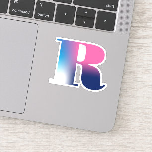 Sticker LETTRE MAJUSCULE R MONogramme Gradié Bleu rose Bl