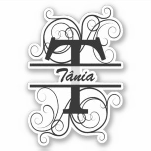 Sticker Lettre monogramme avec tourbillons ; espace pour v