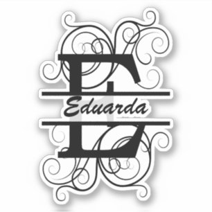 Sticker Lettre monogramme avec tourbillons ; espace pour v