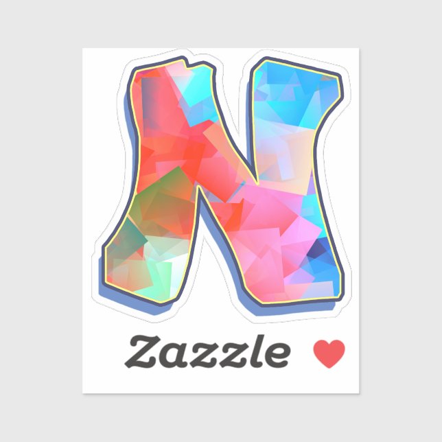 Sticker Lettre N - Color Mix (Feuille)
