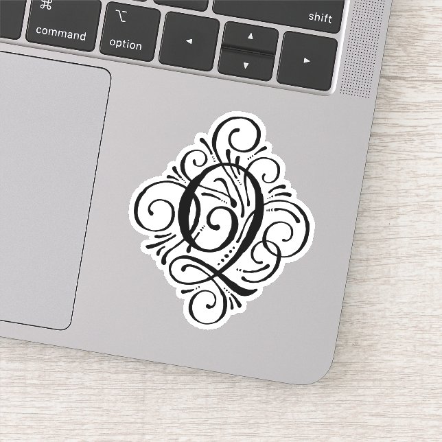 Sticker Lettre Q Premier Élégant Monogramme (Détail)