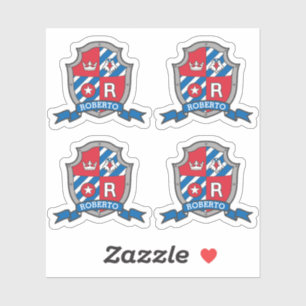 Sticker Lettre R nom personnalisé Roberto aigle chevaliers