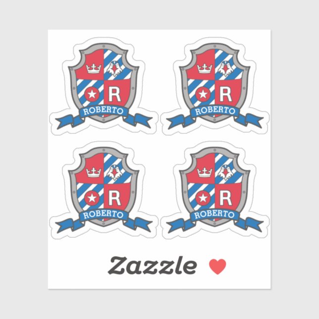 Sticker Lettre R nom personnalisé Roberto aigle chevaliers (Feuille)