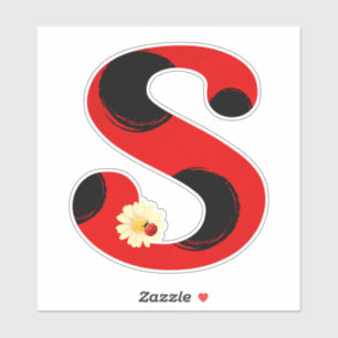 Sticker Lettre S Ladybug Imprimer avec Ladybug et Flower