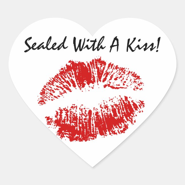 Sticker Lettre Sceau Scellé Avec Un Coeur Des Lèvr (Devant)