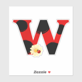 Sticker Lettre W Ladybug Imprimer avec Ladybug et Flower