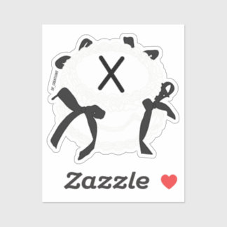 Sticker Lettre X initiale noir et blanc noeud papillon vin