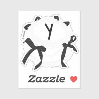 Sticker Lettre Y initiale noir et blanc noeud papillon vin