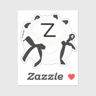 Sticker Lettre Z initiale noir et blanc ruban vintage gâte