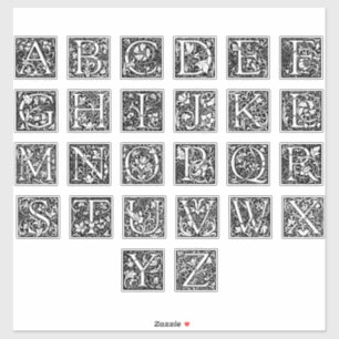 Sticker Lettres Alphabet décoratives vintages Monogramme A