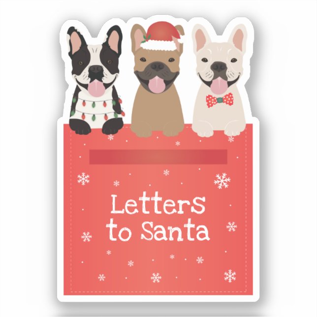 Sticker Lettres Aux Bulldogs Français De Père Noël (Recto)