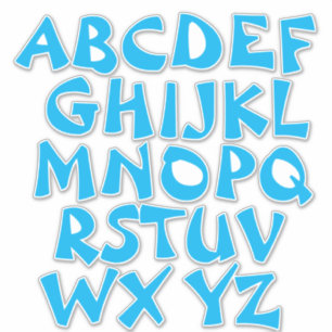 Sticker Lettres bleu clair Mur Alphabet blanc