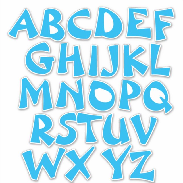 Sticker Lettres bleu clair Mur Alphabet blanc (Devant)
