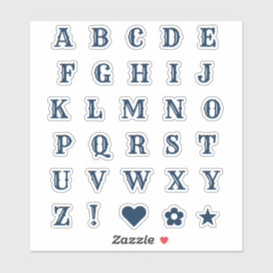 Sticker Lettres de thème Ouest bleu marine Alphabet Monogr