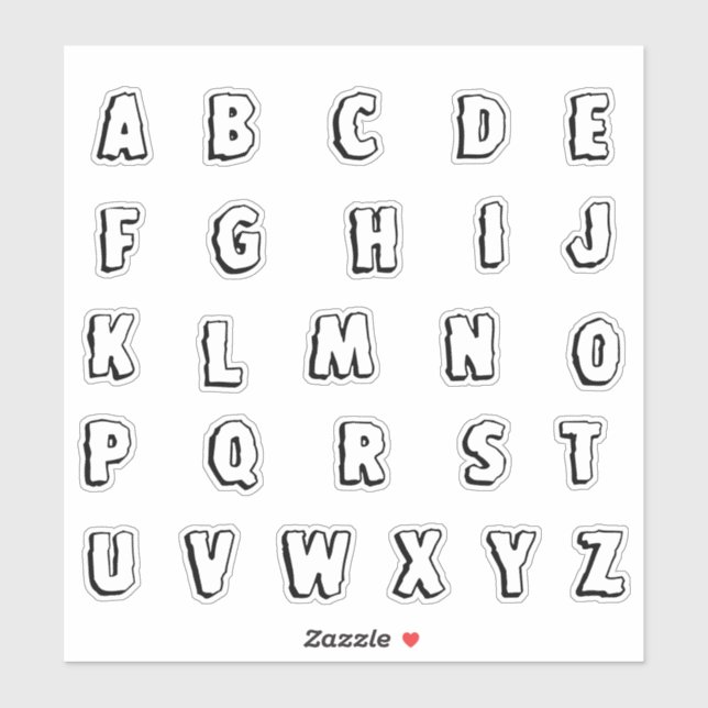 Sticker Lettres Initiales Monogramme Alphabet (Feuille)