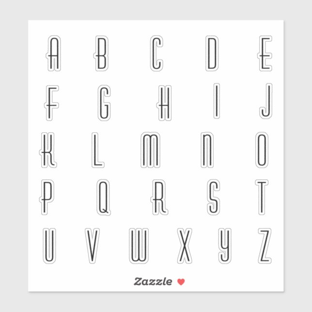 Sticker Lettres Initiales Monogramme Alphabet (Feuille)