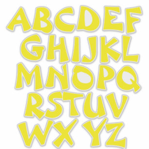 Sticker Lettres jaunes Paroi Alphabet transparent