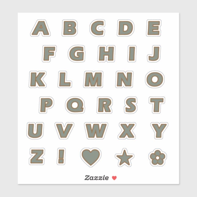 Sticker Lettres majuscules d'âge et de bronze Alphabet Mon (Feuille)