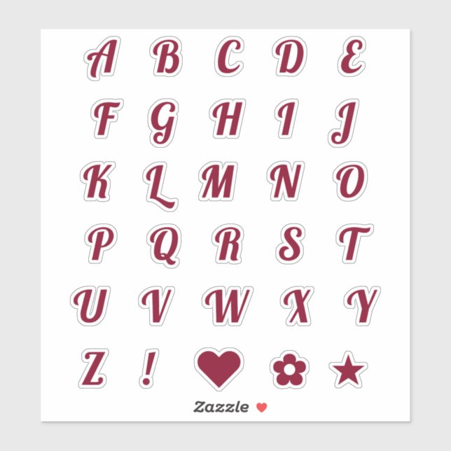 Sticker Lettres Monogrammes initiales de l'alphabet bourgu (Feuille)