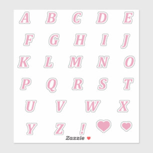 Sticker Lettres roses douces   Alphabet monogramme en rose