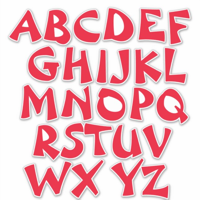 Sticker Lettres rouges Mur Alphabet blanc (Devant)
