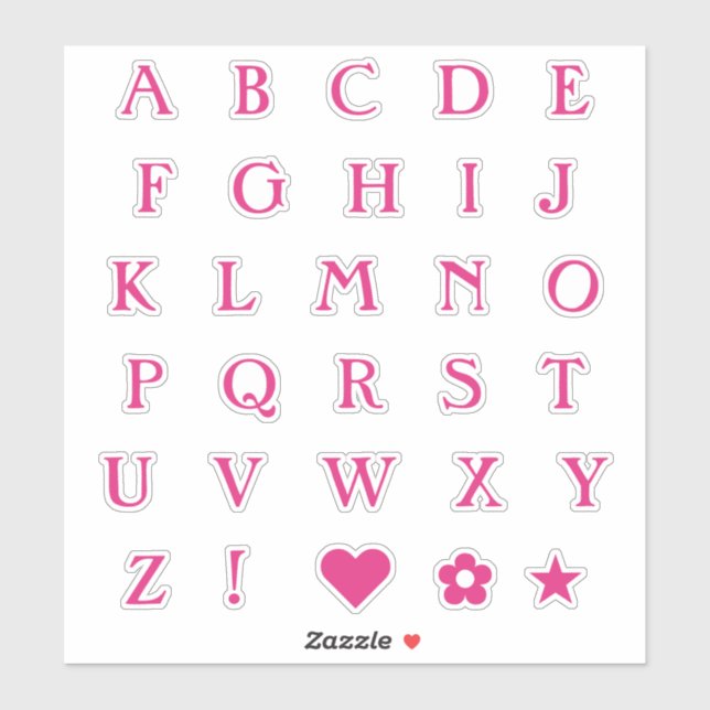 Sticker Lettres texte de monogramme rose chaud Alphabet St (Feuille)