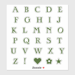 Sticker Lettres texte Monogramme vert   Alphabet Heart Sta