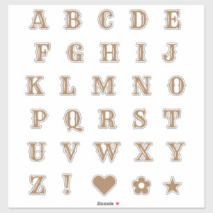 Sticker Lettres Thème Occidental Brown Alphabet Monogramme